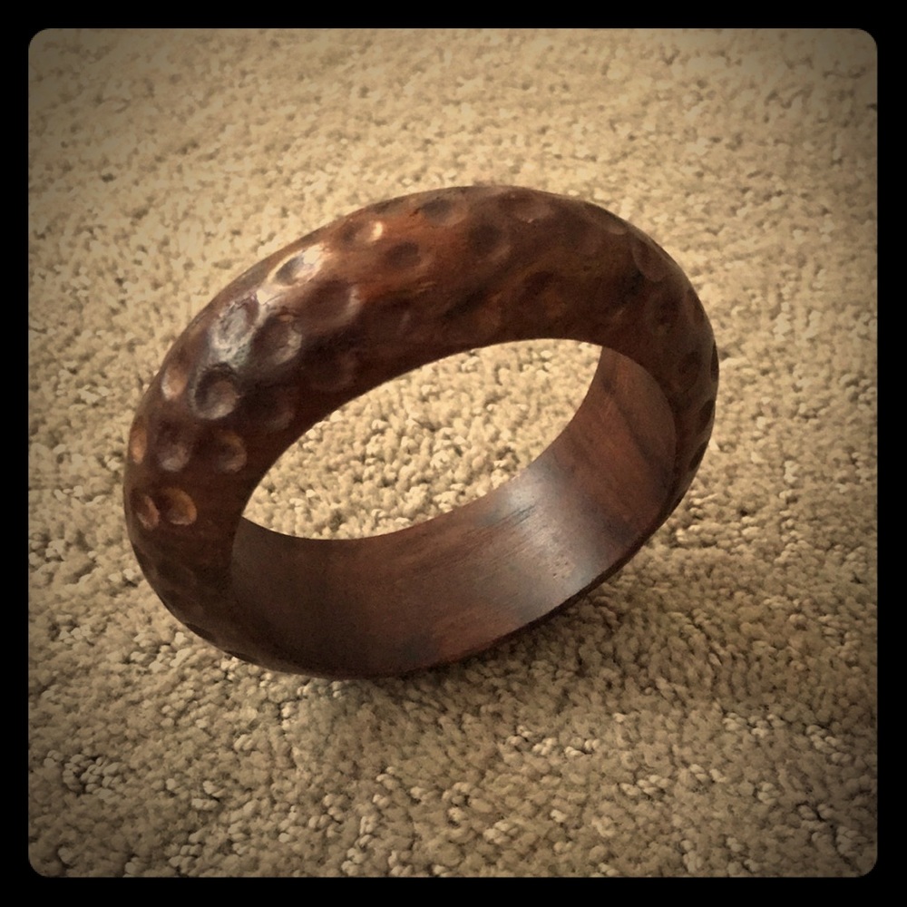 Hammered wood bangle